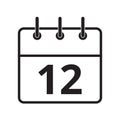 Line icon the twelfth day on the calendar Royalty Free Stock Photo