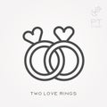 Simple vector illustration with ability to change. Line icon two love rings Royalty Free Stock Photo