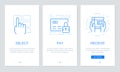 Onboarding app screens in shopping online concept. Modern and simplified vector illustration walkthrough screens template for mobi