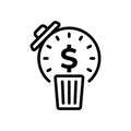 line icon vector of trash can for money or investment Royalty Free Stock Photo