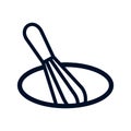 Line icon of whisk for mixing eggs, dough, sauce and other ingredients for cooking