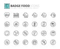 Simple set of outline icons about badge food