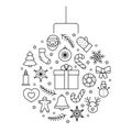 Line icons ball circle for Christmas and New Year. Christmas tree toy. Editable outline symbol. Vector illustration Royalty Free Stock Photo