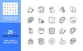 Line icons about brunch. Pixel perfect 64x64 and editable stroke Royalty Free Stock Photo