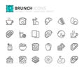 Line icons about brunch. Pixel perfect 64x64 and editable stroke Royalty Free Stock Photo