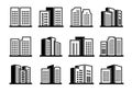 Line icons buildings and vector company set on white background, Isolated office collection