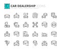 Simple set of outline icons about dealership