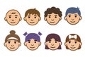 Line icons of childen of different ages and gender. Kids faces of happy boys and girls emoji set. Simple and cute isolated Royalty Free Stock Photo