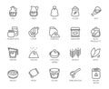 20 line icons on cookery theme. Outline logo isolated on white background. Editable Stroke. 48x48 Pixel Perfect