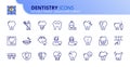 Simple set of outline icons about dentistry and dental care