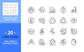 Line icons about eco lifestyle. Ecology concept. Pixel perfect 64x64 and editable stroke Royalty Free Stock Photo