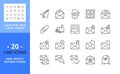 Line icons about email. Technology and communication concept. Pixel perfect 64x64 and editable stroke Royalty Free Stock Photo