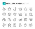 Line icons about employee benefits. Pixel perfect 64x64 and editable stroke Royalty Free Stock Photo