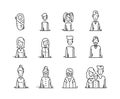 Line icons Family people avatars kids parents grandparents.