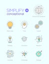 Line icons with flat design elements of conceptional
