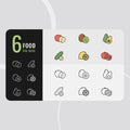 line icons food set vector illustration colored, black white Royalty Free Stock Photo