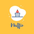 Line icons of maffin. Classic sweet for different design.