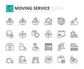 Simple set of outline icons about moving service