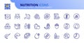 Simple set of outline icons about nutrition, healthy food Royalty Free Stock Photo