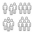 Line icons people. Business people groups. Communication, teamwork and human crowd. Black line pictogram illustration