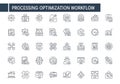 40 line icons for processing optimization workflow and business automation efficiency productivity Royalty Free Stock Photo