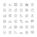 Line icons. Real estate Royalty Free Stock Photo