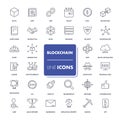 Line icons set. Blockchain Royalty Free Stock Photo