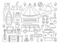 Line icons set of camping