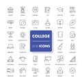 Line icons set. College