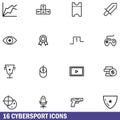 Line icons set of Cybersport gaming, online games. Modern outline pictogram collection.