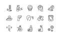 Line icons set about disinfection and personal protective equipment. Vector illustration antiviral actions. Editable Royalty Free Stock Photo