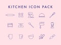 Line icons set in flat design. Elements of Cooking Foods and Kitchen outline and baking. Modern infographic linear vector Royalty Free Stock Photo