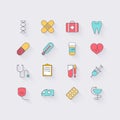 Line icons set in flat design. Elements of medicine, health, hos Royalty Free Stock Photo