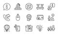 Line icons set. Included icon as Approved award, Buying accessory, Delivery boxes. Vector