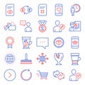 Line icons set. Included icon as Globe, Currency exchange, Double latte. Vector