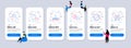 Line icons set. Included icon as Hold smartphone, Love document, Bitcoin pay. Vector