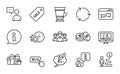 Line icons set. Included icon as Holiday presents, Group, Dishwasher timer. Vector