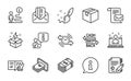 Line icons set. Included icon as Parcel, Mail letter, Copywriting. Vector