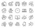 Line icons set. Included icon as Pet tags, Time, Share call signs. Vector