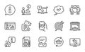 Line icons set. Included icon as Refresh cart, Monitor repair, Online question. Vector