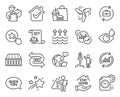 Line icons set. Included icon as Stay home, Evaporation, Project deadline signs. Vector