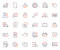 line icons set. Included icon as Support, Music book and Seo statistics web elements. For website app. Vector