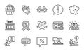 Line icons set. Included icon as Time management, Gift, Discount medal. Vector Royalty Free Stock Photo