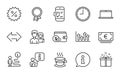 Line icons set. Included icon as Upper arrows, Time, Discount. Vector