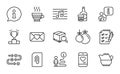 Line icons set. Included icon as Whiskey glass, Valentine, Musical note. Vector Royalty Free Stock Photo