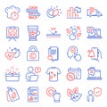 Line icons set. Included icon as Work home, Rate button, Search file. Vector Royalty Free Stock Photo