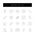 Line icons set. Medicine pack.