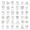 Hobbies and interest detailed line icons set in modern line icon style Royalty Free Stock Photo