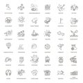 Hobbies and interest detailed line icons set in modern line icon style Royalty Free Stock Photo