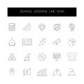 Line icons set. School lessons pack.